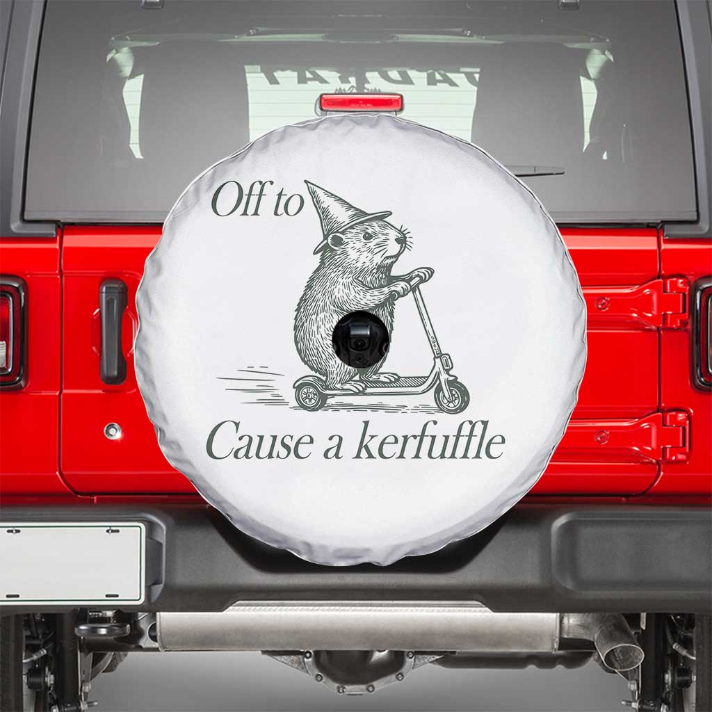 Off To Cause A Kerfuffle Spare Tire Cover Funny Groundhog Scooter Chaos - Wonder Print Shop