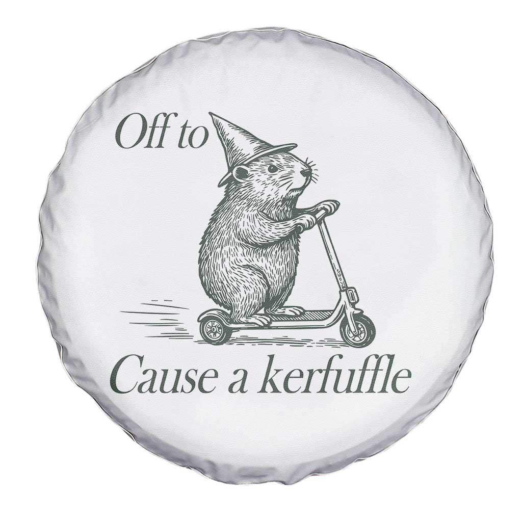 Off To Cause A Kerfuffle Spare Tire Cover Funny Groundhog Scooter Chaos - Wonder Print Shop