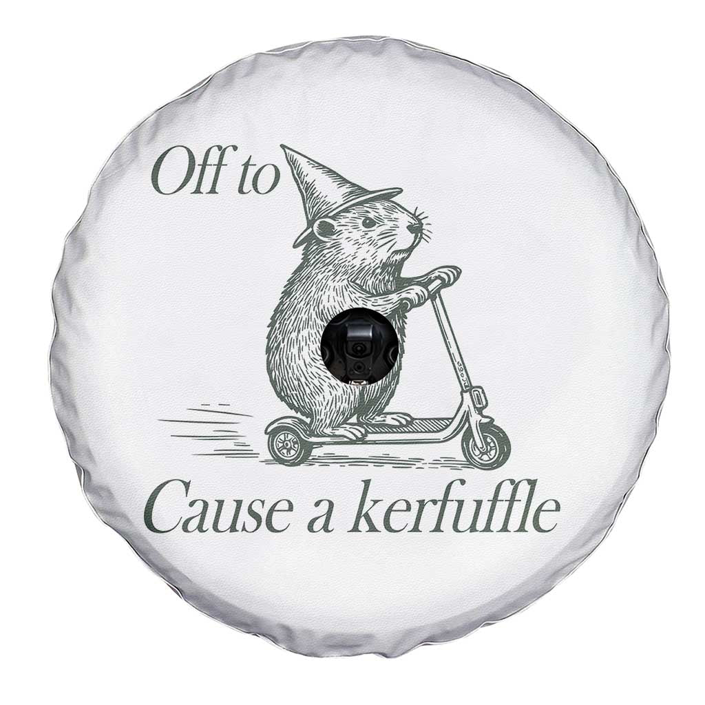 Off To Cause A Kerfuffle Spare Tire Cover Funny Groundhog Scooter Chaos - Wonder Print Shop
