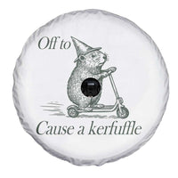 Off To Cause A Kerfuffle Spare Tire Cover Funny Groundhog Scooter Chaos - Wonder Print Shop