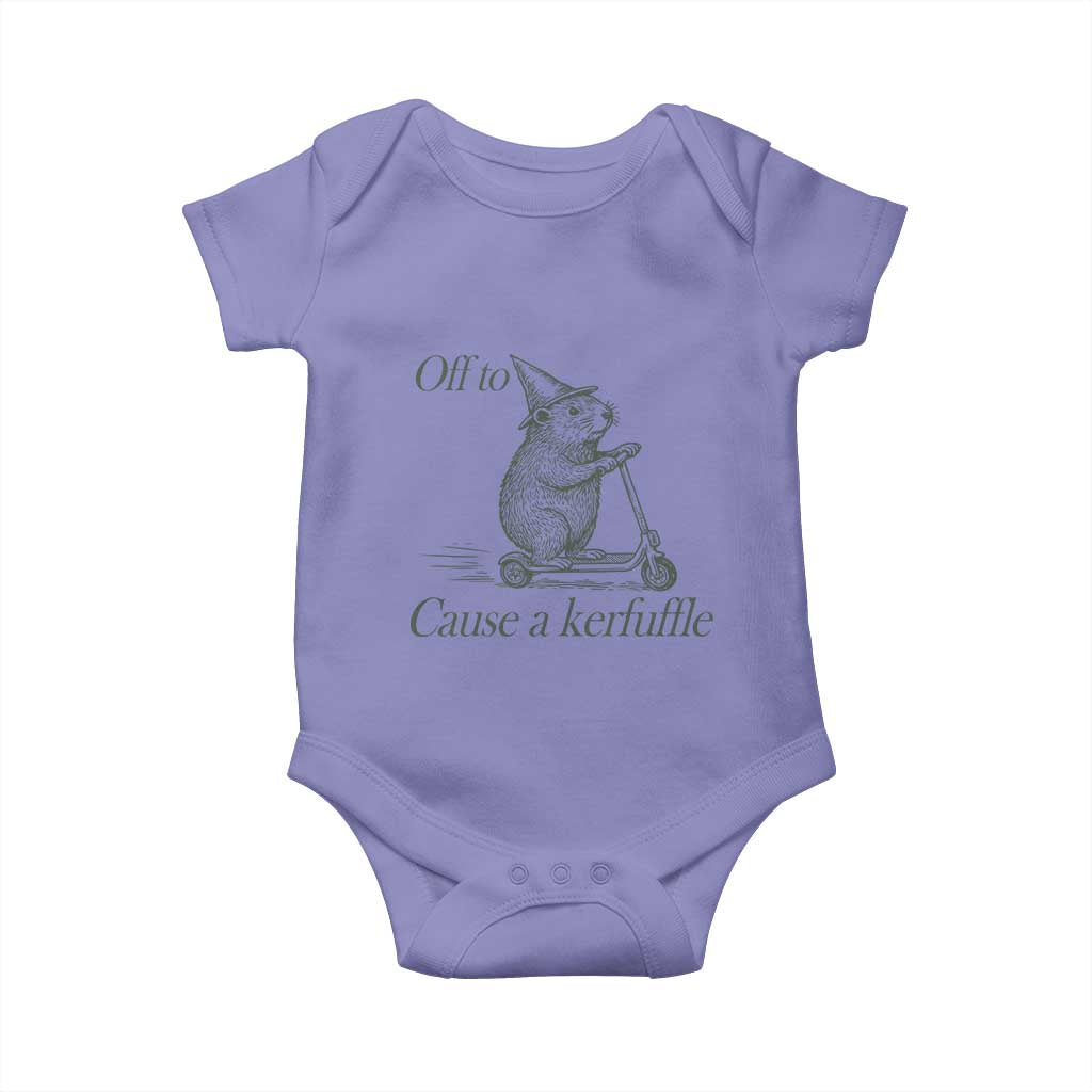 Off To Cause A Kerfuffle Baby Onesie Funny Groundhog Scooter Chaos - Wonder Print Shop