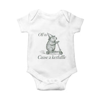 Off To Cause A Kerfuffle Baby Onesie Funny Groundhog Scooter Chaos - Wonder Print Shop