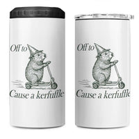 Off To Cause A Kerfuffle 4 in 1 Can Cooler Tumbler Funny Groundhog Scooter Chaos - Wonder Print Shop