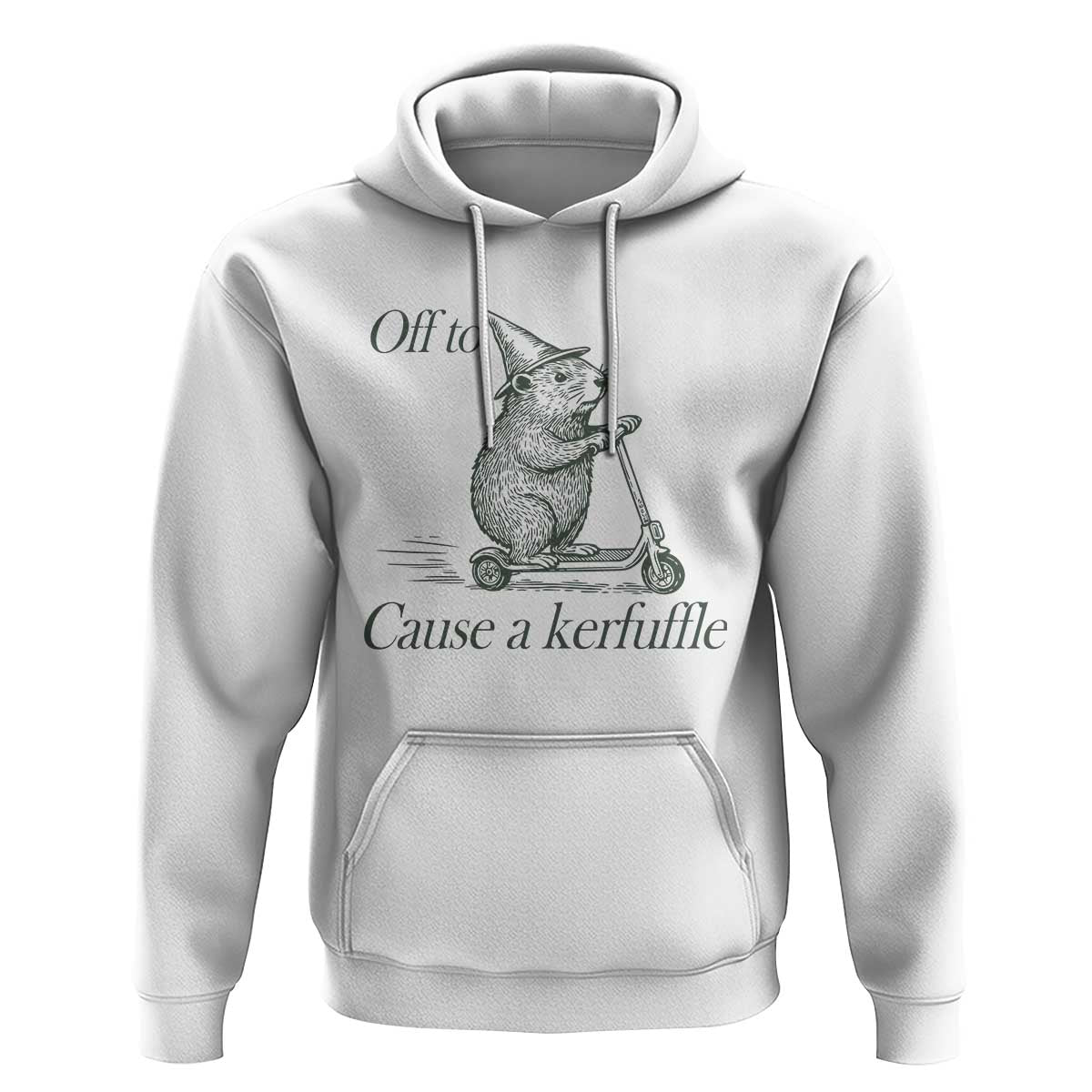Off To Cause A Kerfuffle Hoodie Funny Groundhog Scooter Chaos - Wonder Print Shop