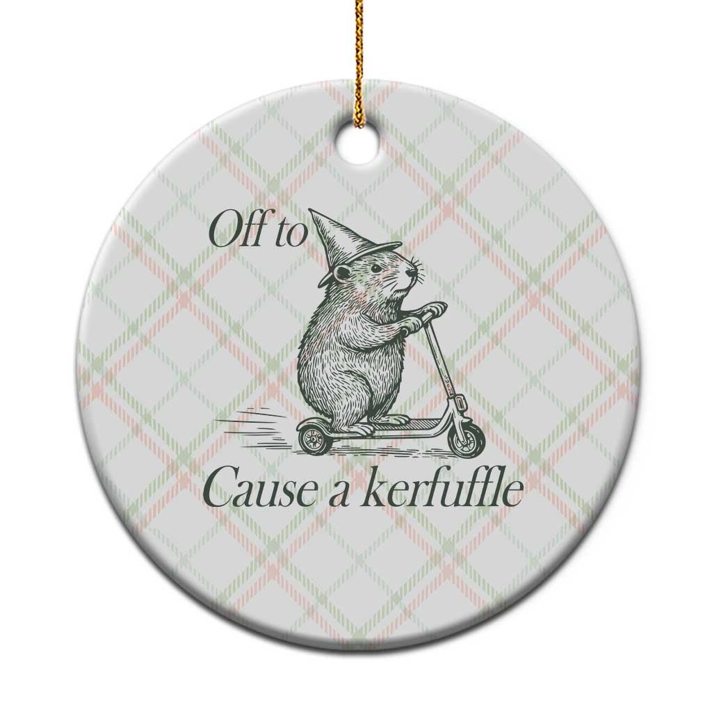 Off To Cause A Kerfuffle Ceramic Ornament Funny Groundhog Scooter Chaos - Wonder Print Shop