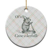 Off To Cause A Kerfuffle Ceramic Ornament Funny Groundhog Scooter Chaos - Wonder Print Shop