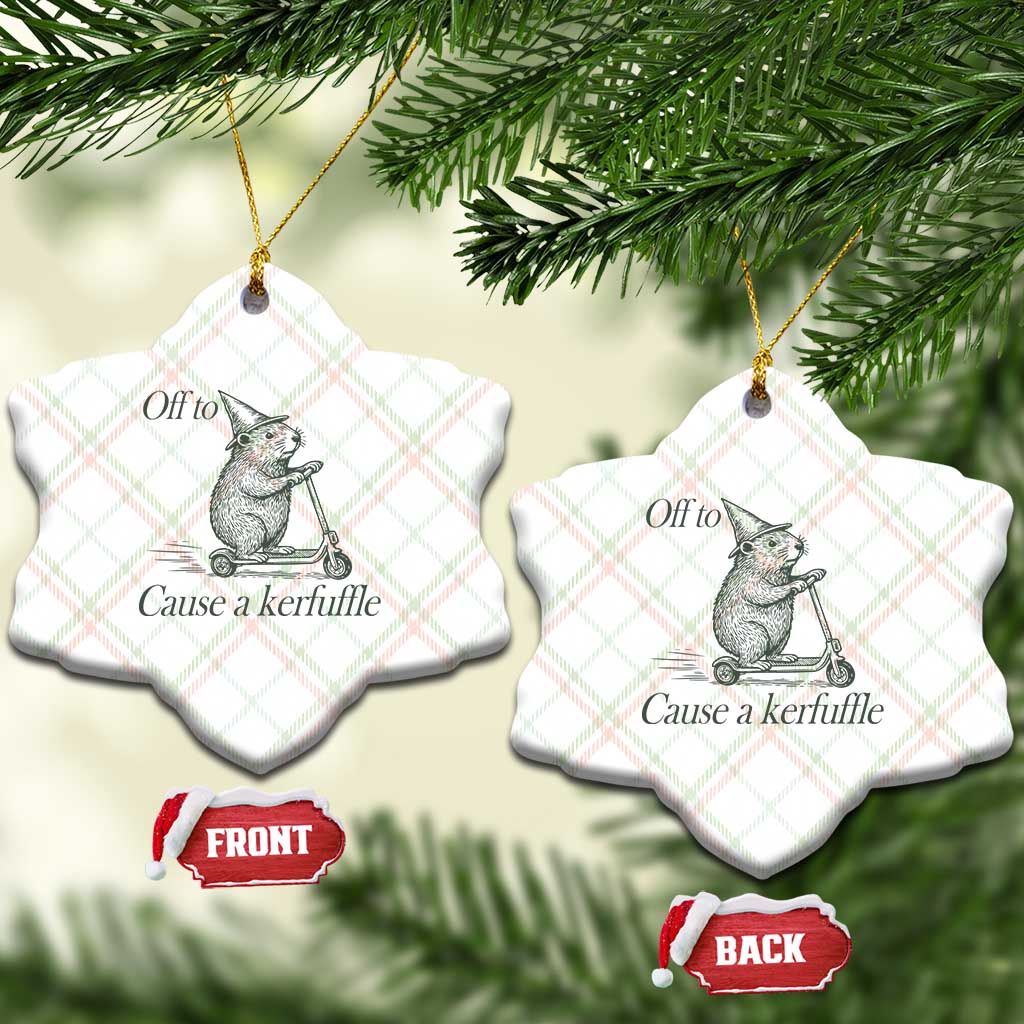 Off To Cause A Kerfuffle Ceramic Ornament Funny Groundhog Scooter Chaos - Wonder Print Shop