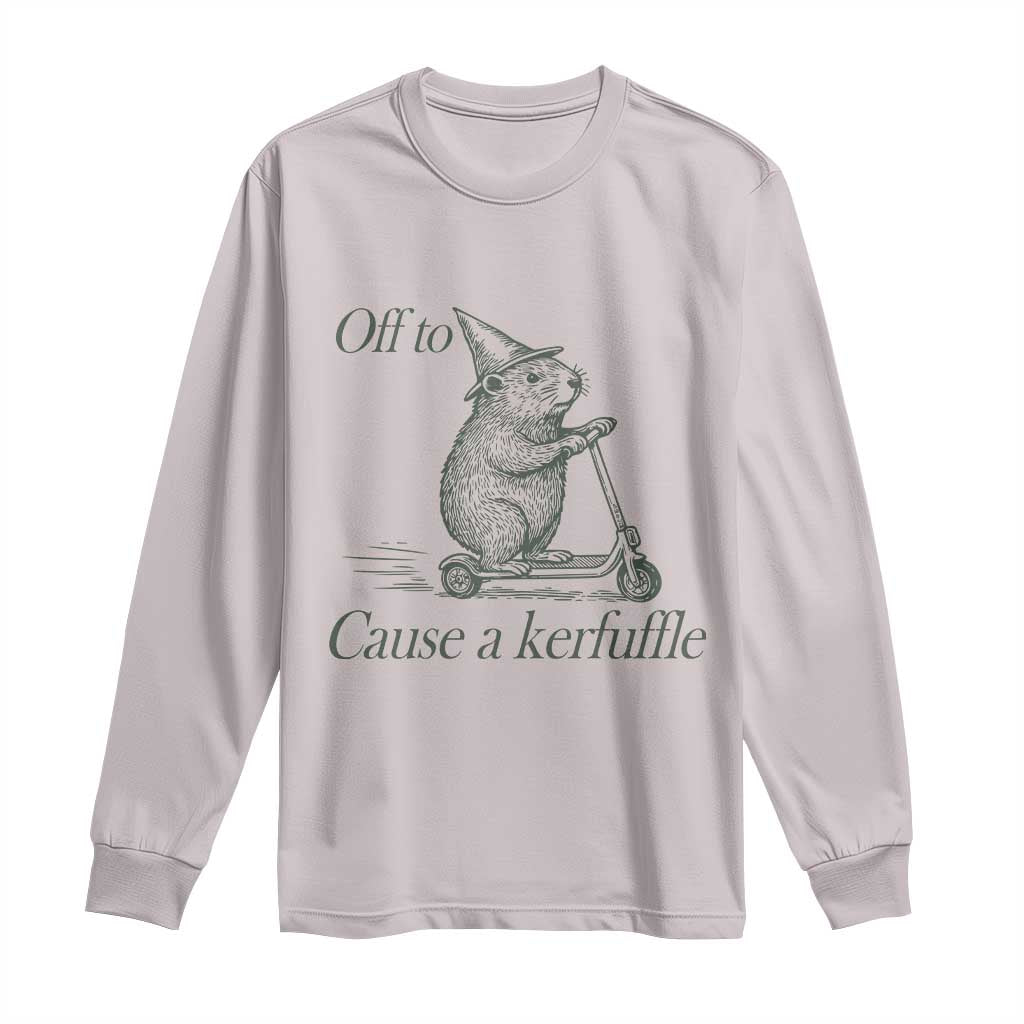 Off To Cause A Kerfuffle Long Sleeve Shirt Funny Groundhog Scooter Chaos - Wonder Print Shop