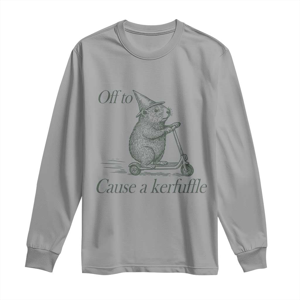 Off To Cause A Kerfuffle Long Sleeve Shirt Funny Groundhog Scooter Chaos - Wonder Print Shop