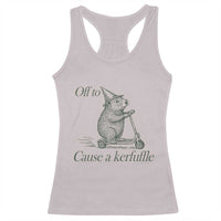 Off To Cause A Kerfuffle Racerback Tank Top Funny Groundhog Scooter Chaos - Wonder Print Shop