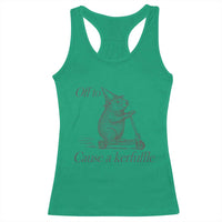 Off To Cause A Kerfuffle Racerback Tank Top Funny Groundhog Scooter Chaos - Wonder Print Shop
