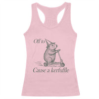 Off To Cause A Kerfuffle Racerback Tank Top Funny Groundhog Scooter Chaos - Wonder Print Shop