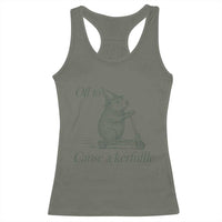 Off To Cause A Kerfuffle Racerback Tank Top Funny Groundhog Scooter Chaos - Wonder Print Shop