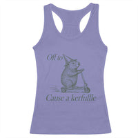 Off To Cause A Kerfuffle Racerback Tank Top Funny Groundhog Scooter Chaos - Wonder Print Shop