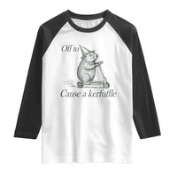 Off To Cause A Kerfuffle Raglan Shirt Funny Groundhog Scooter Chaos - Wonder Print Shop