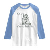 Off To Cause A Kerfuffle Raglan Shirt Funny Groundhog Scooter Chaos - Wonder Print Shop