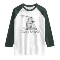Off To Cause A Kerfuffle Raglan Shirt Funny Groundhog Scooter Chaos - Wonder Print Shop