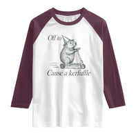 Off To Cause A Kerfuffle Raglan Shirt Funny Groundhog Scooter Chaos - Wonder Print Shop