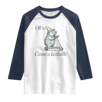Off To Cause A Kerfuffle Raglan Shirt Funny Groundhog Scooter Chaos - Wonder Print Shop