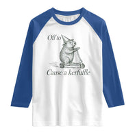 Off To Cause A Kerfuffle Raglan Shirt Funny Groundhog Scooter Chaos - Wonder Print Shop