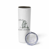 Off To Cause A Kerfuffle Skinny Tumbler Funny Groundhog Scooter Chaos - Wonder Print Shop