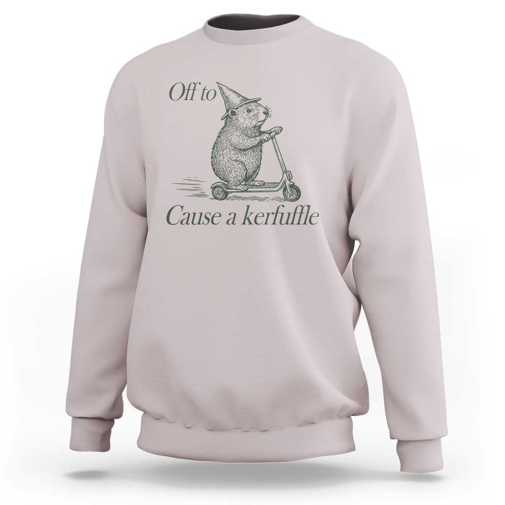 Off To Cause A Kerfuffle Sweatshirt Funny Groundhog Scooter Chaos - Wonder Print Shop