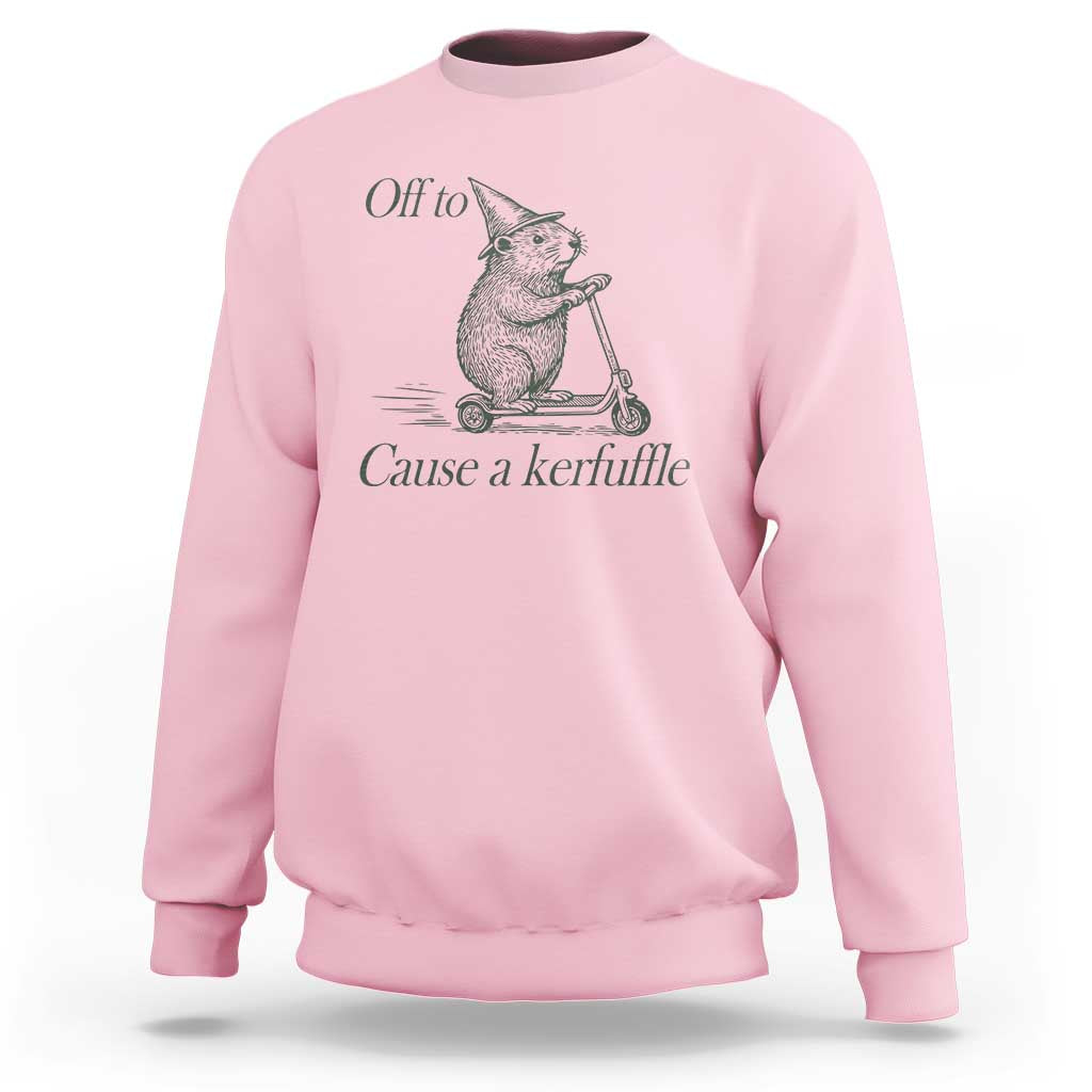 Off To Cause A Kerfuffle Sweatshirt Funny Groundhog Scooter Chaos - Wonder Print Shop