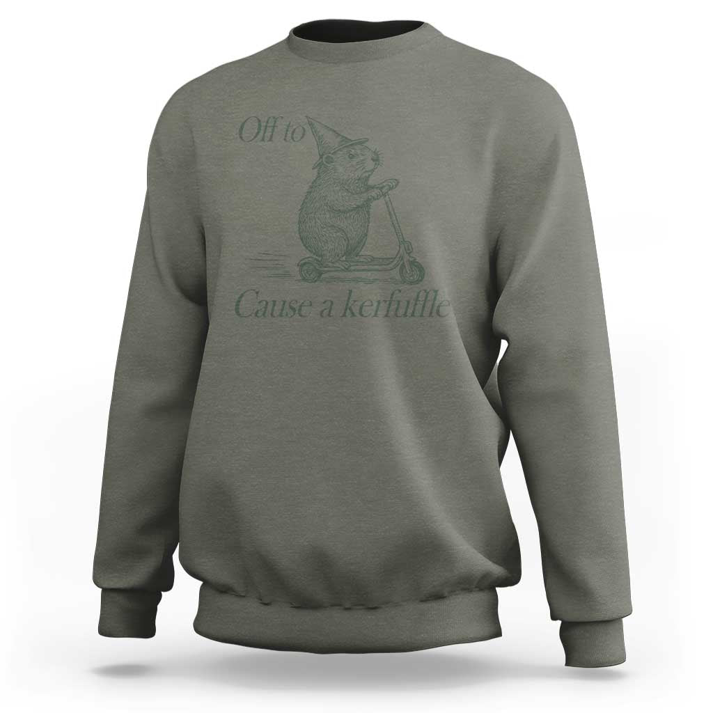 Off To Cause A Kerfuffle Sweatshirt Funny Groundhog Scooter Chaos - Wonder Print Shop