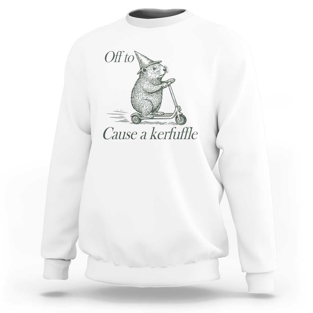 Off To Cause A Kerfuffle Sweatshirt Funny Groundhog Scooter Chaos - Wonder Print Shop