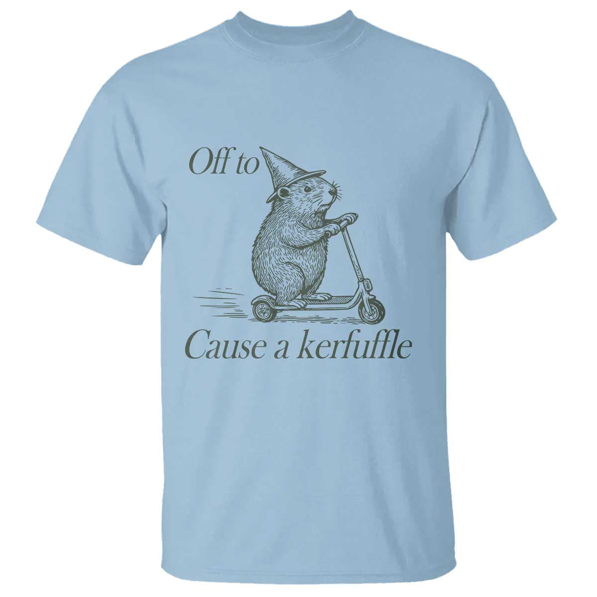 Off To Cause A Kerfuffle T Shirt Funny Groundhog Scooter Chaos - Wonder Print Shop