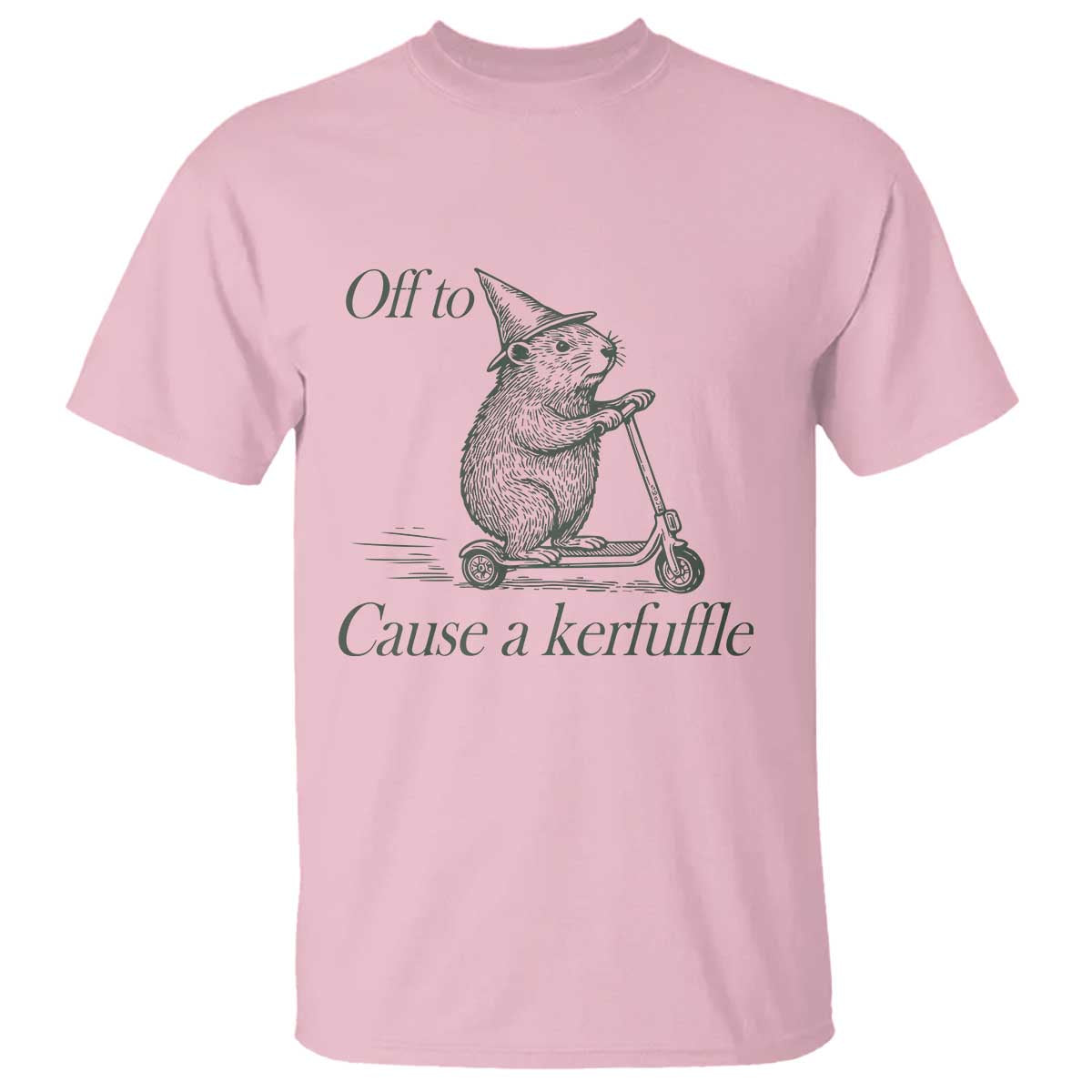 Off To Cause A Kerfuffle T Shirt Funny Groundhog Scooter Chaos - Wonder Print Shop