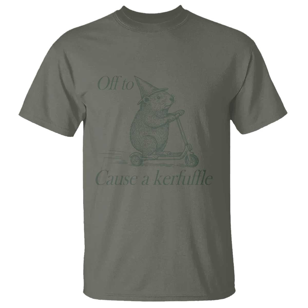 Off To Cause A Kerfuffle T Shirt Funny Groundhog Scooter Chaos - Wonder Print Shop
