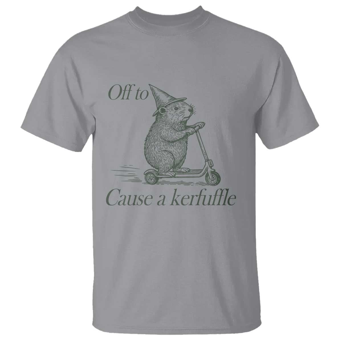 Off To Cause A Kerfuffle T Shirt Funny Groundhog Scooter Chaos - Wonder Print Shop