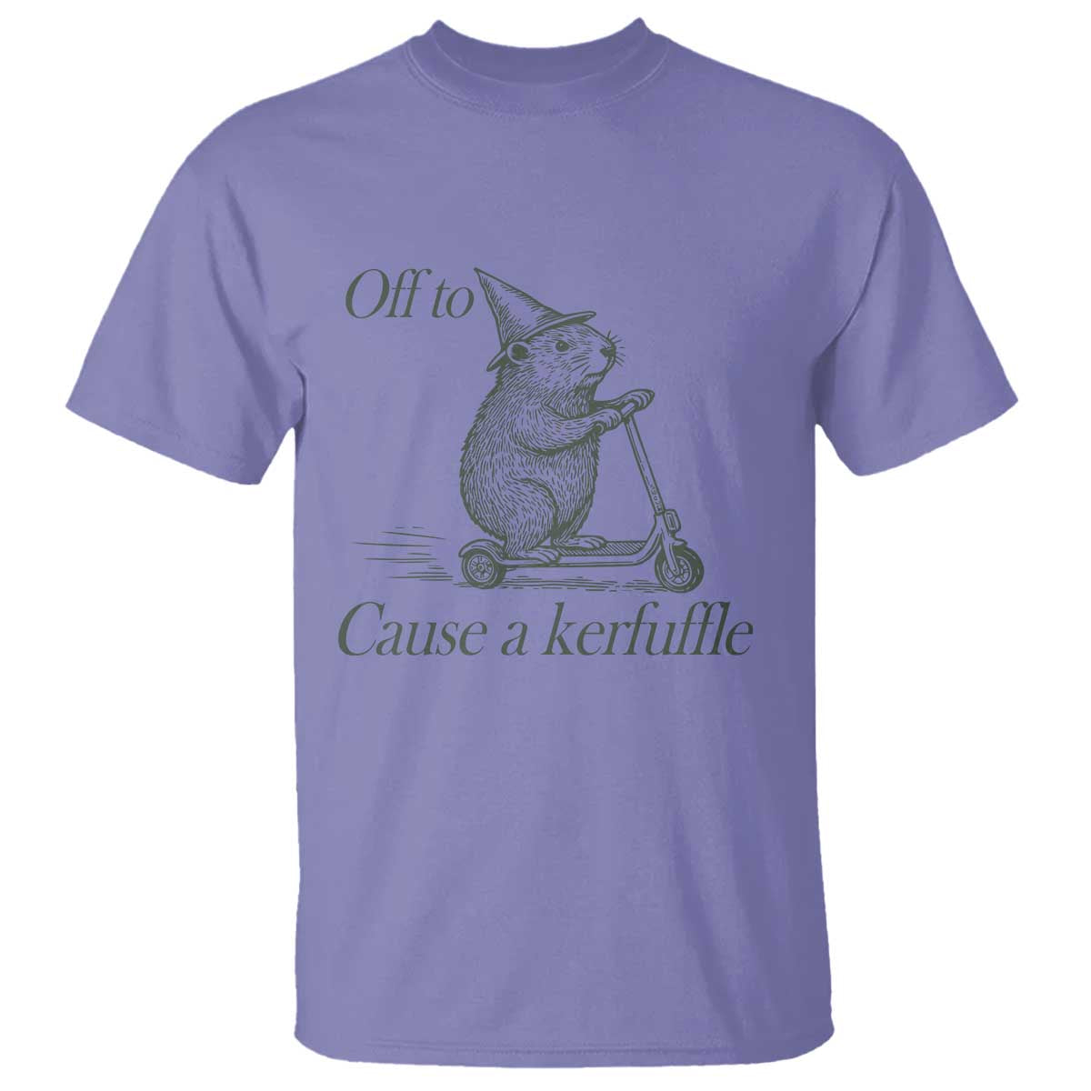 Off To Cause A Kerfuffle T Shirt Funny Groundhog Scooter Chaos - Wonder Print Shop