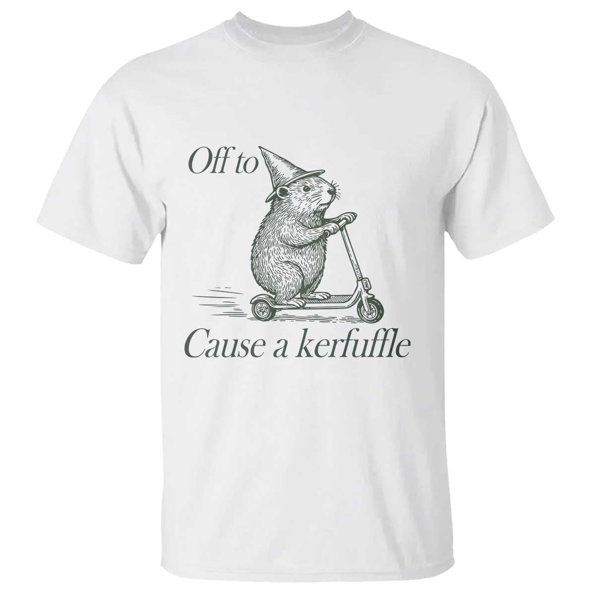 Off To Cause A Kerfuffle T Shirt Funny Groundhog Scooter Chaos - Wonder Print Shop