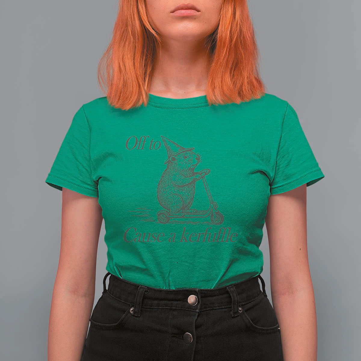 Off To Cause A Kerfuffle T Shirt For Women Funny Groundhog Scooter Chaos - Wonder Print Shop