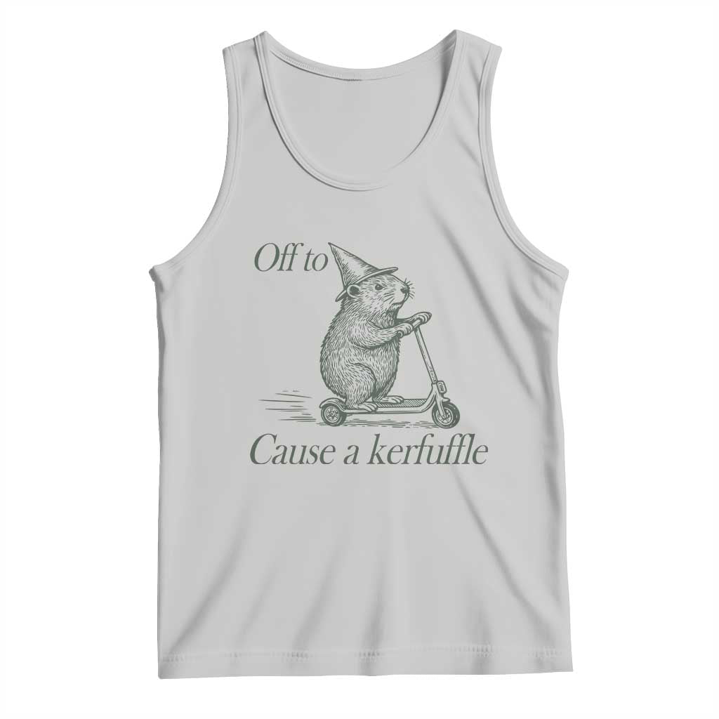 Off To Cause A Kerfuffle Tank Top Funny Groundhog Scooter Chaos - Wonder Print Shop