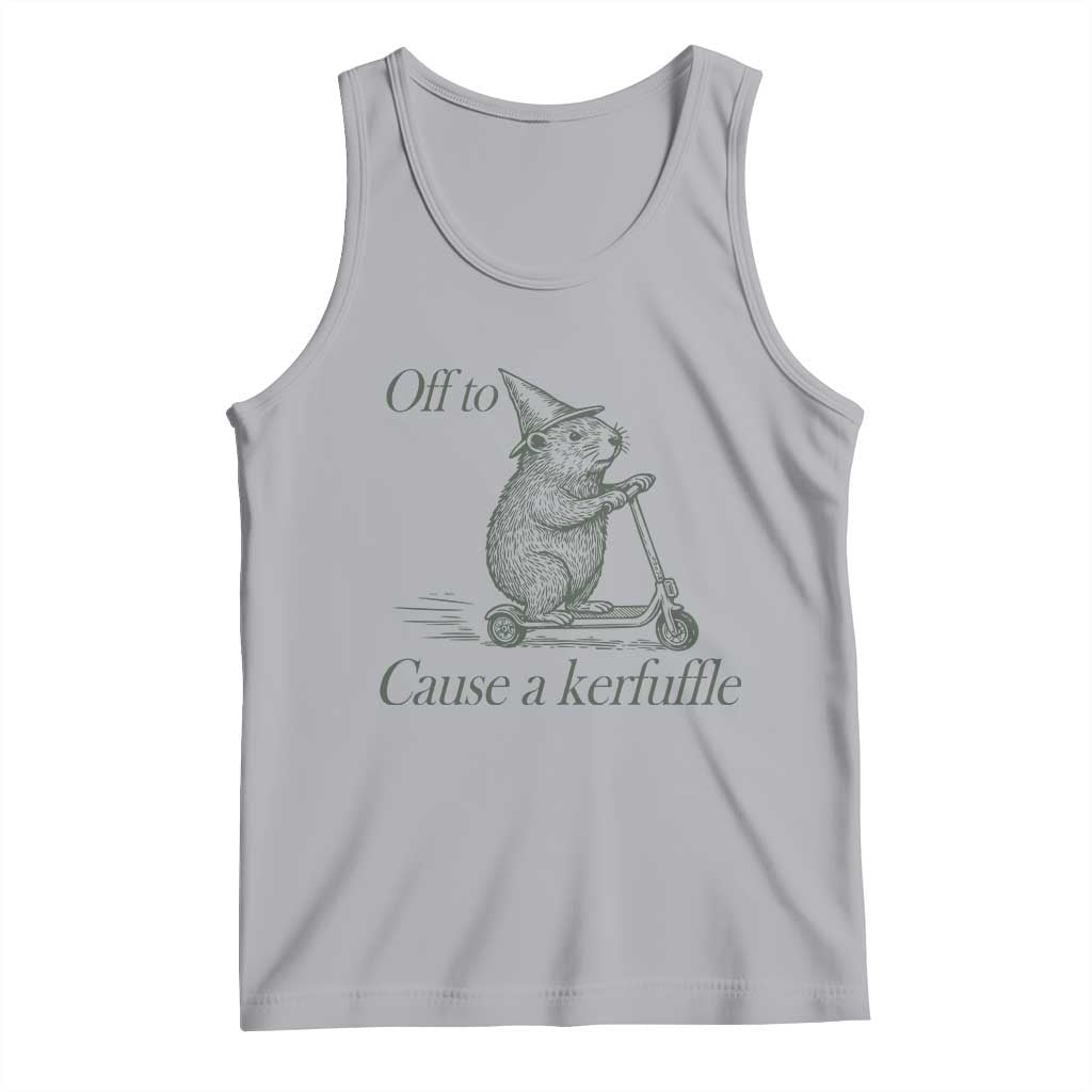 Off To Cause A Kerfuffle Tank Top Funny Groundhog Scooter Chaos - Wonder Print Shop
