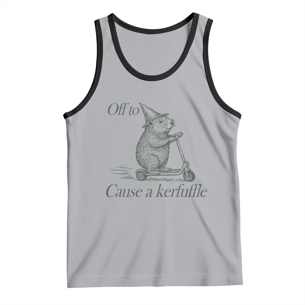 Off To Cause A Kerfuffle Tank Top Funny Groundhog Scooter Chaos - Wonder Print Shop