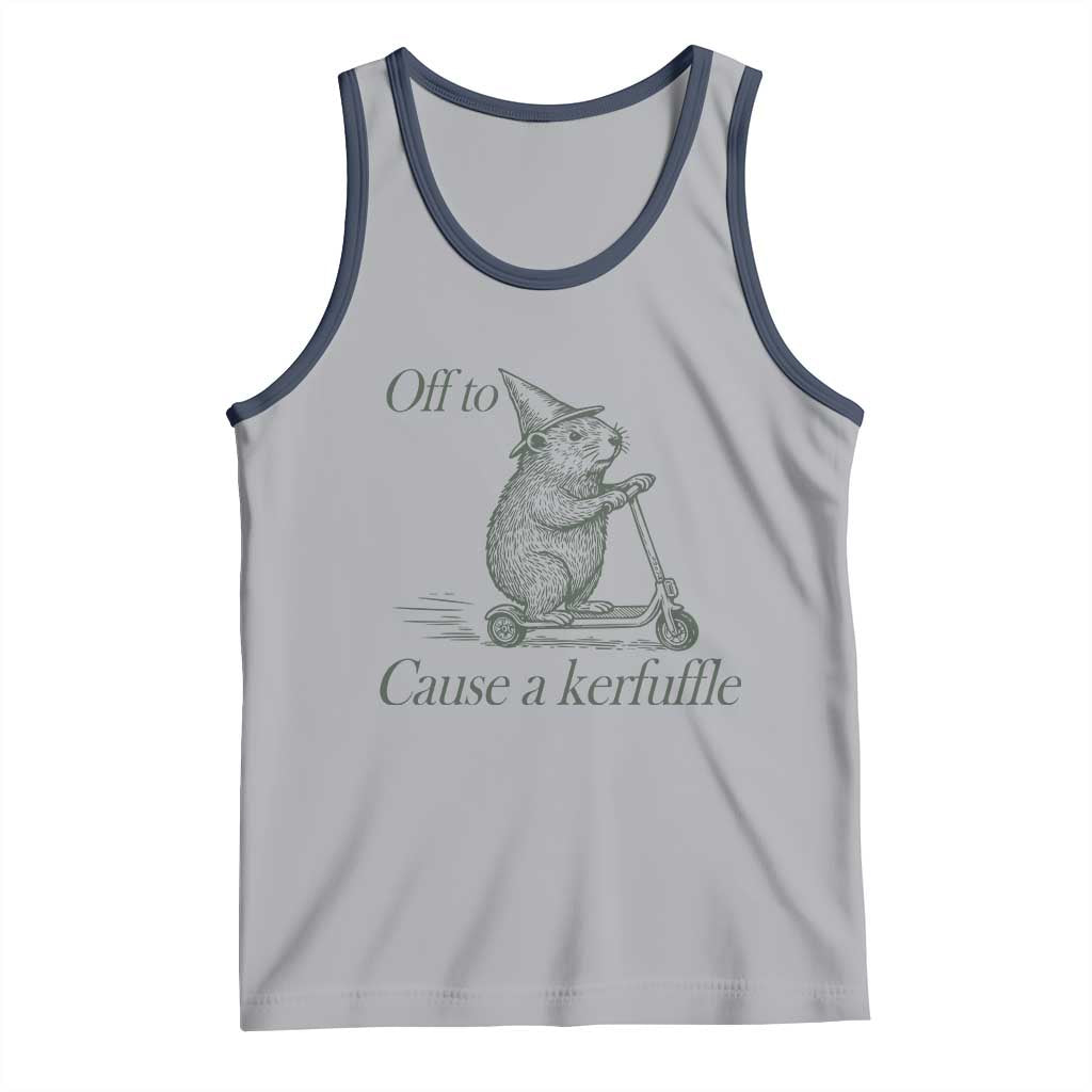 Off To Cause A Kerfuffle Tank Top Funny Groundhog Scooter Chaos - Wonder Print Shop