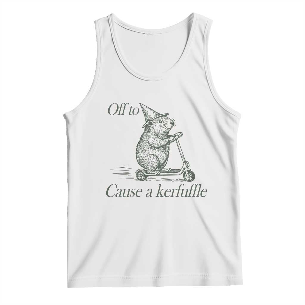 Off To Cause A Kerfuffle Tank Top Funny Groundhog Scooter Chaos - Wonder Print Shop