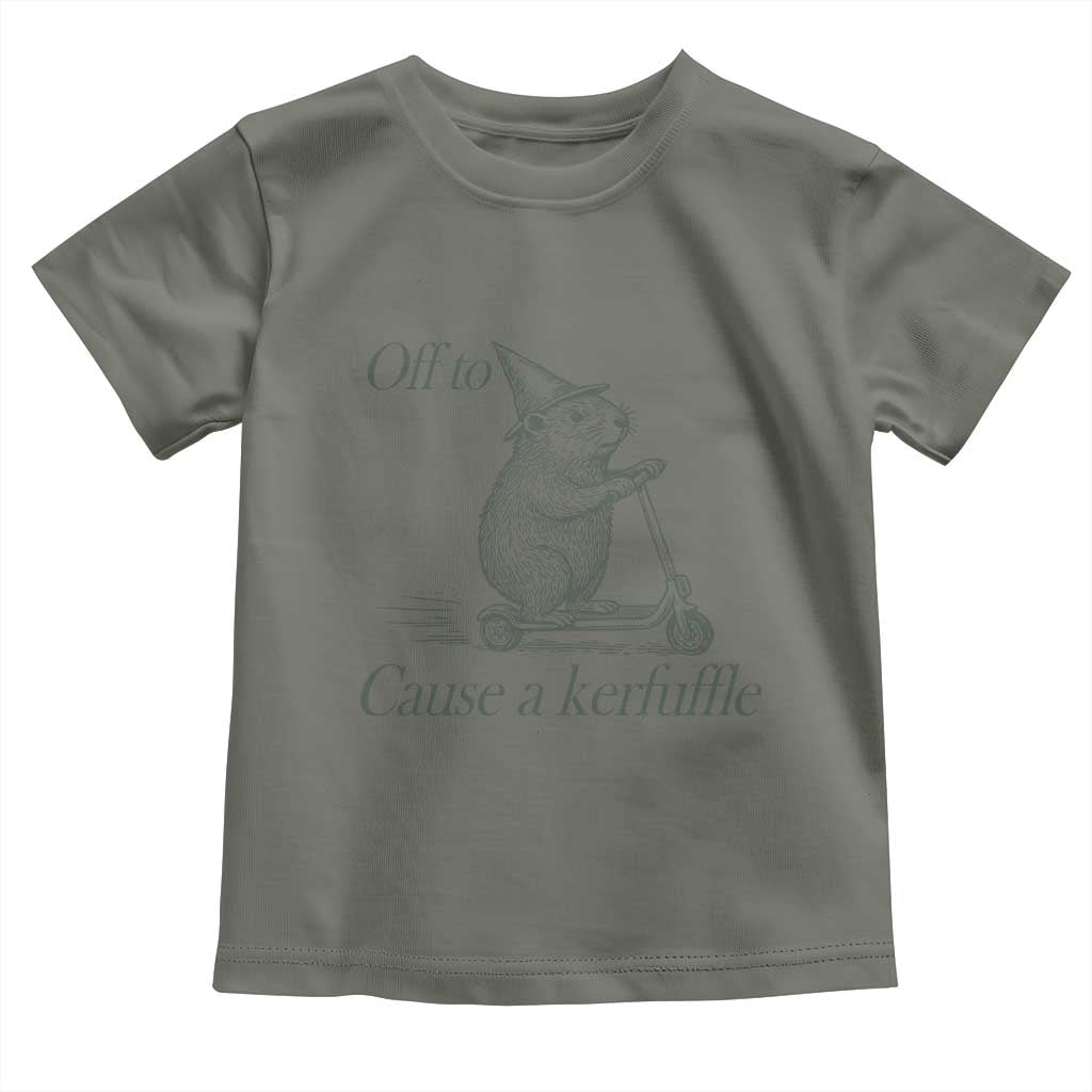 Off To Cause A Kerfuffle Toddler T Shirt Funny Groundhog Scooter Chaos - Wonder Print Shop