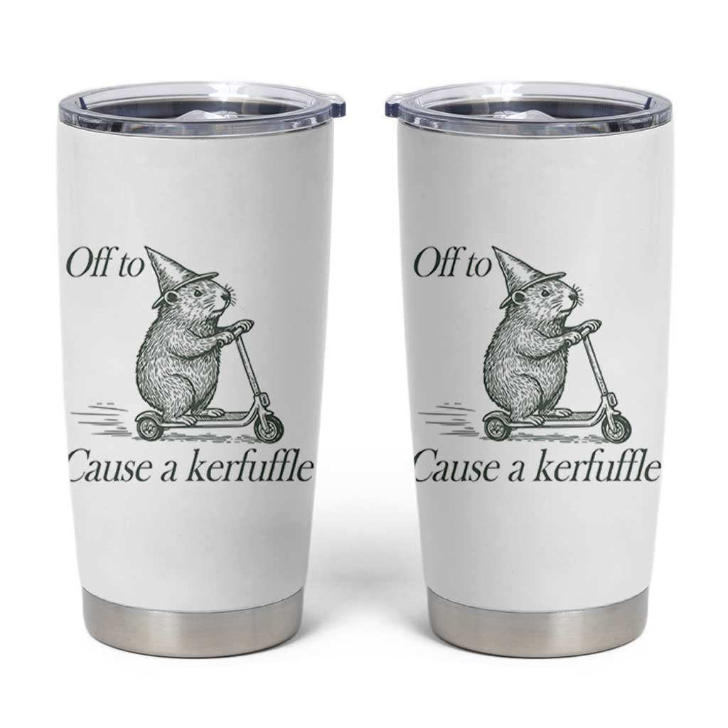 Off To Cause A Kerfuffle Tumbler Cup Funny Groundhog Scooter Chaos - Wonder Print Shop