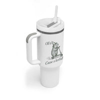 Off To Cause A Kerfuffle Tumbler With Handle Funny Groundhog Scooter Chaos - Wonder Print Shop