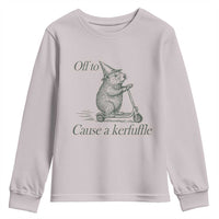 Off To Cause A Kerfuffle Youth Sweatshirt Funny Groundhog Scooter Chaos - Wonder Print Shop