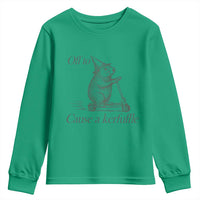 Off To Cause A Kerfuffle Youth Sweatshirt Funny Groundhog Scooter Chaos - Wonder Print Shop