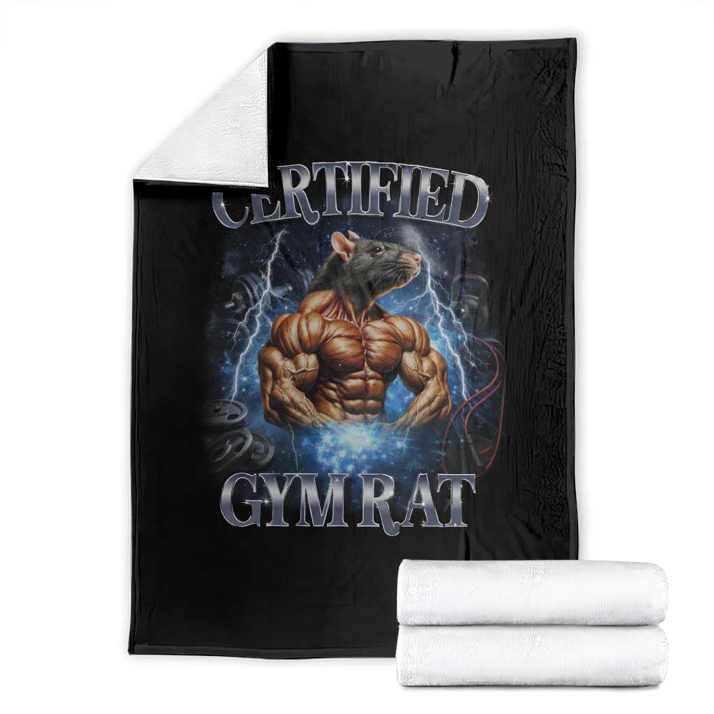 Funny Certified Gym Rat Throw Blanket Fitness Bodybuilding Gym Lovers Meme - Wonder Print Shop