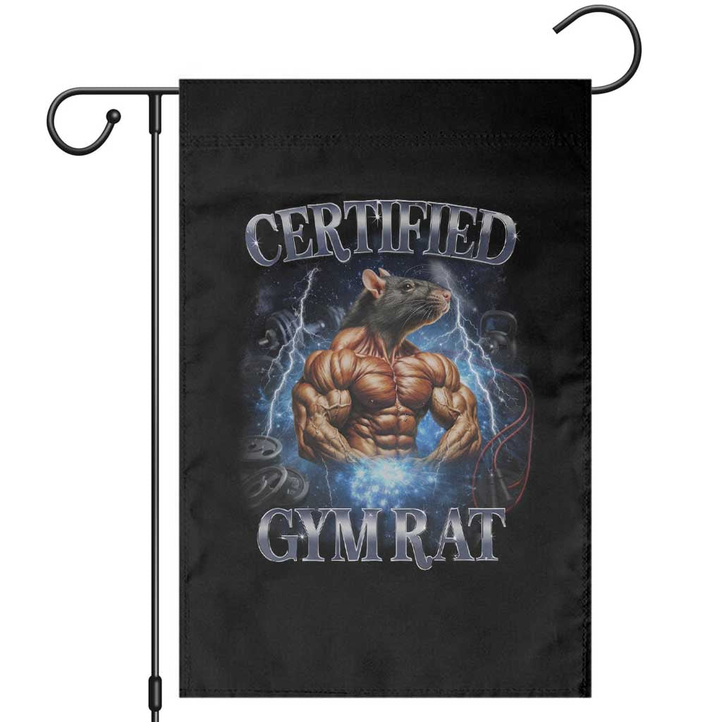 Funny Certified Gym Rat Garden Flag Fitness Bodybuilding Gym Lovers Meme - Wonder Print Shop