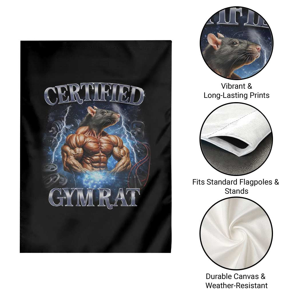 Funny Certified Gym Rat Garden Flag Fitness Bodybuilding Gym Lovers Meme - Wonder Print Shop