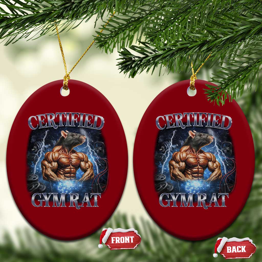 Funny Certified Gym Rat Ceramic Ornament Fitness Bodybuilding Gym Lovers Meme - Wonder Print Shop